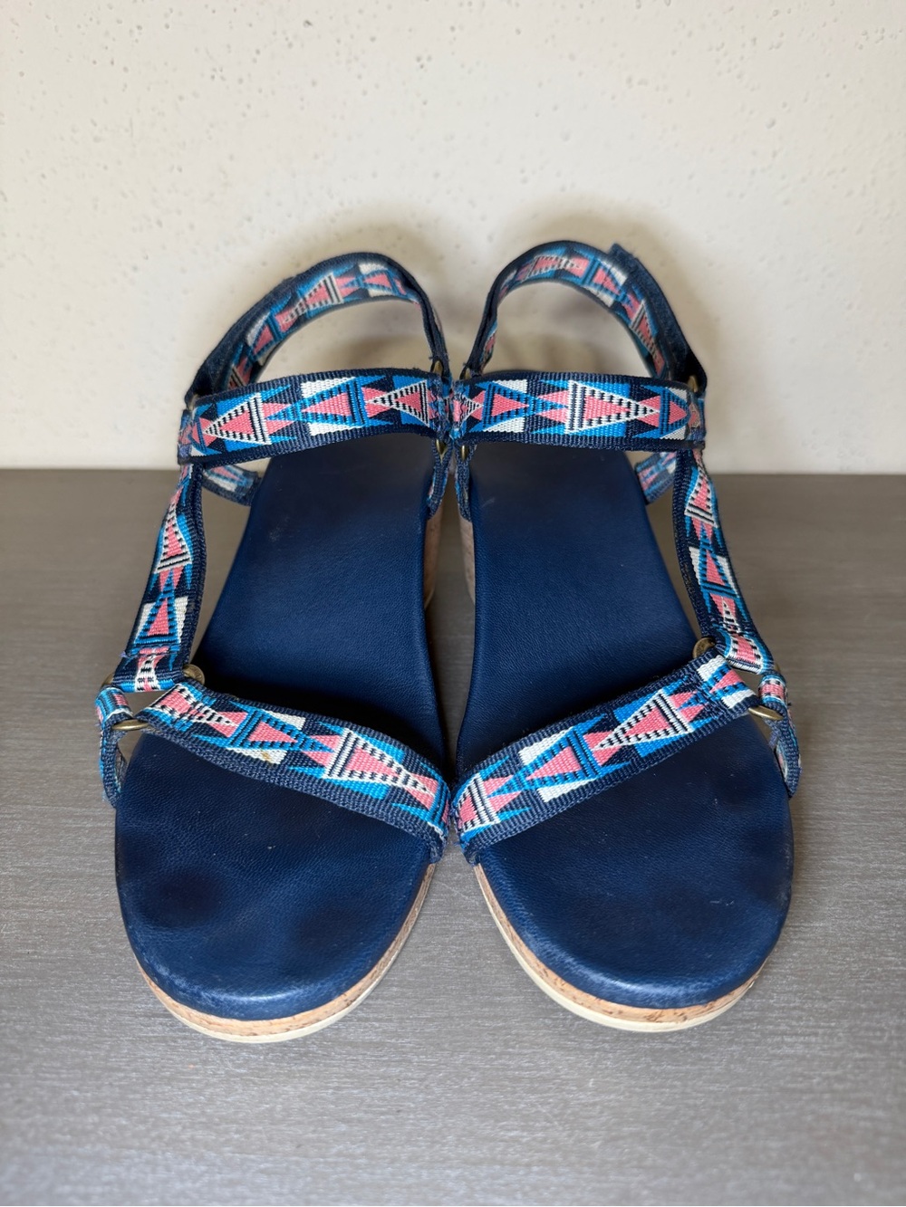 Teva Arrabelle Mosaic Leather Wedge Heel Sandals Blue Women's Size US 9 - Picture 4 of 10